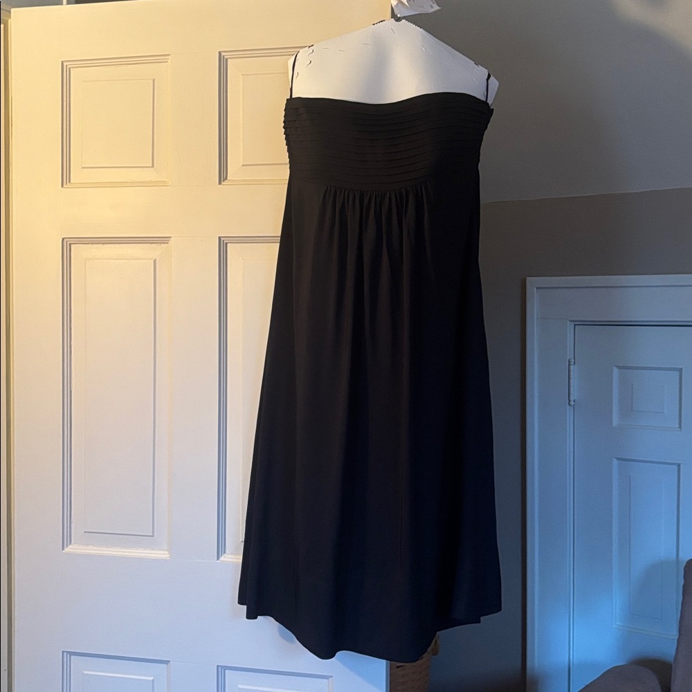 100 % silk black midi dress
